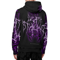 FUSIION Scorpion Turtle Neck Hoodie - Gothic Cyberpunk Style with Lightning Vine Print