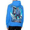 FUSIION Street Cat Turtle Neck Hoodie - Retro Style with Colorful Gradient and Pop Art Elements